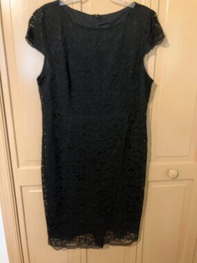 Black Lace Overlay Sheath Dress. Size XL
